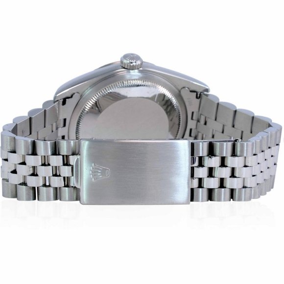 ROLEX DATEJUST UNISEX WATCH SILVER TAPESTRY INDEX DIAL FLUTED JUBILEE 16234 - Picture 5 of 7